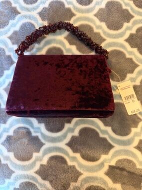 *Make offer* Talbots Velvet Beaded Handle Clutch in Deep Plum